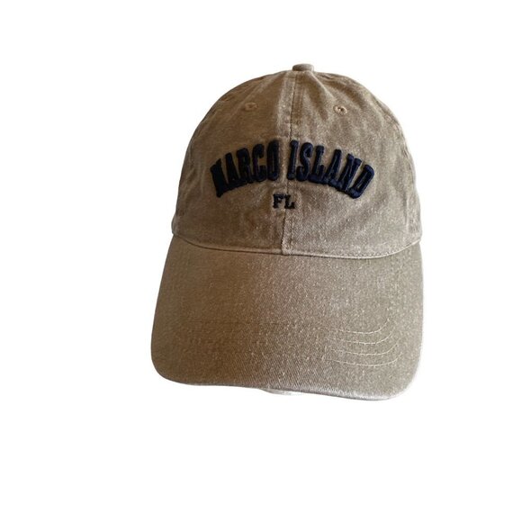 Khaki Marco Island  Florida Hat Cap Adjustable - Picture 1 of 6